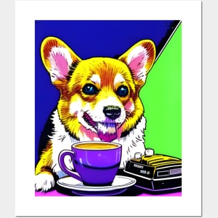 Corgi And Coffee Posters and Art